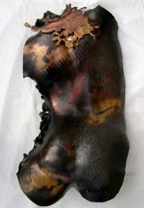 nu masculin de dos" céramique émaillé raku, 90/33/15 cms